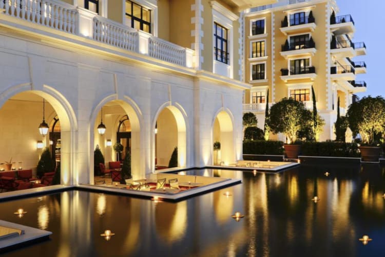 Outdoor pool by night